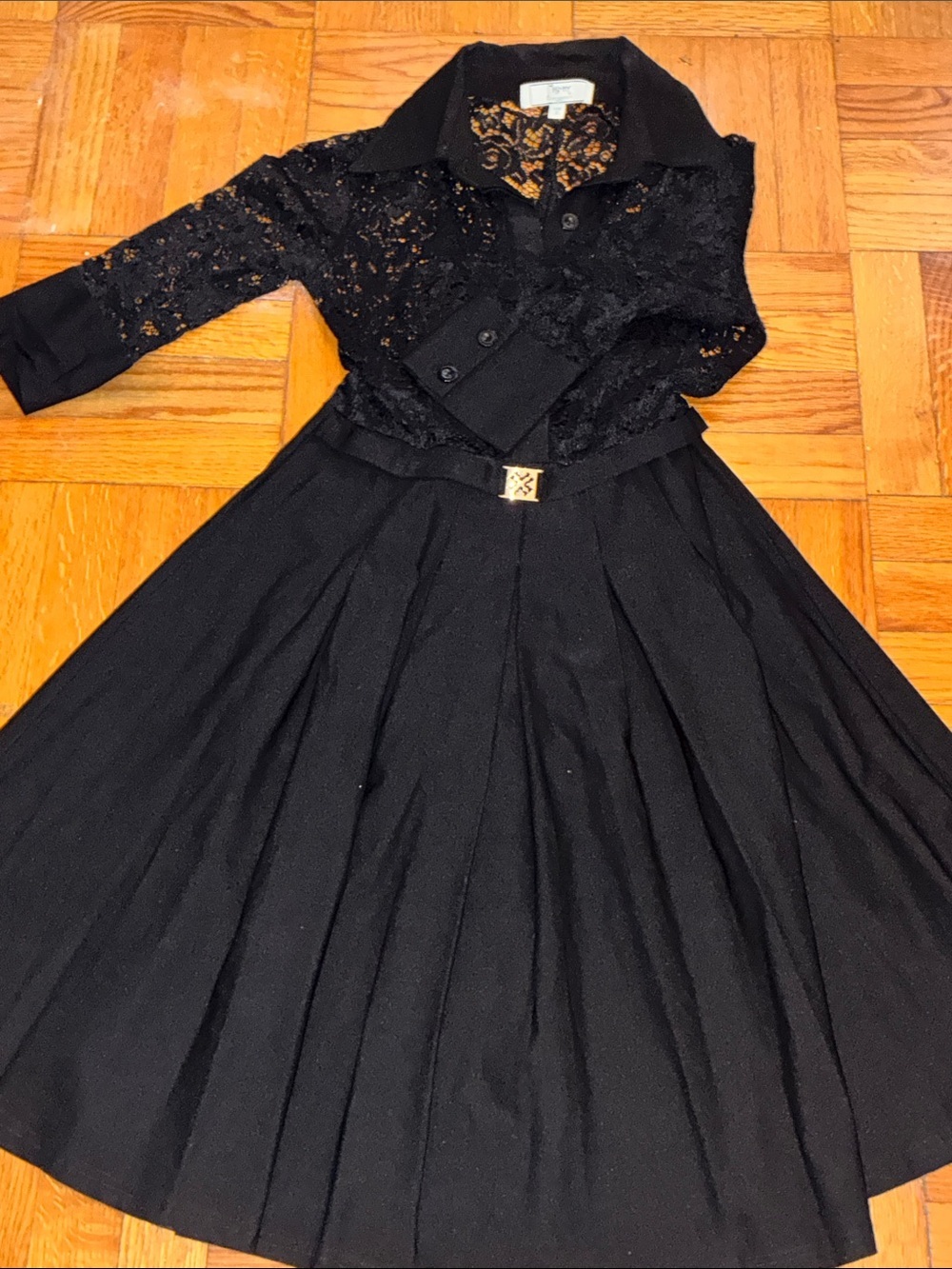 Missmay Black Dress with Lace Top, Size S,